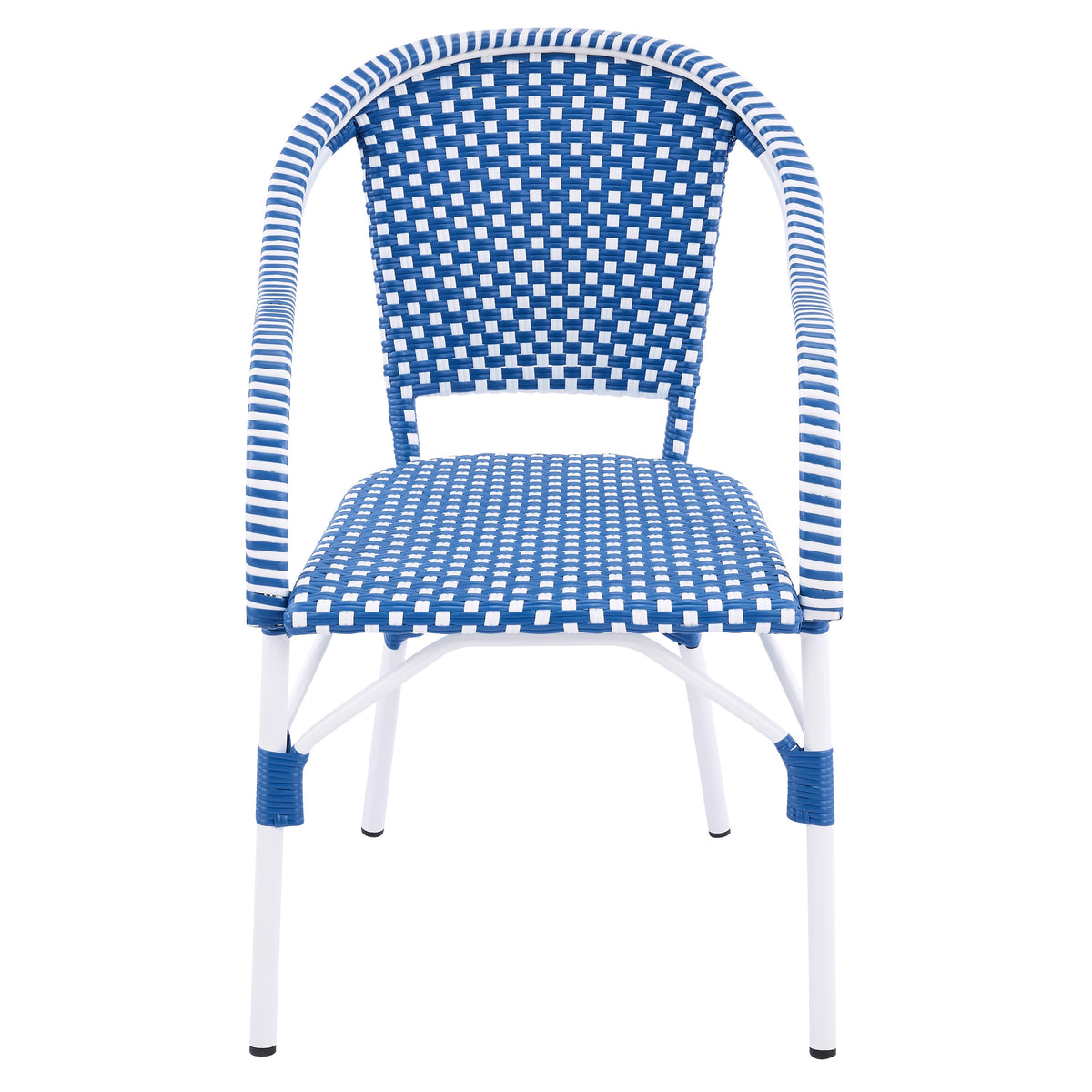 Outdoor Bistro Chairs Set of 2, White and Blue