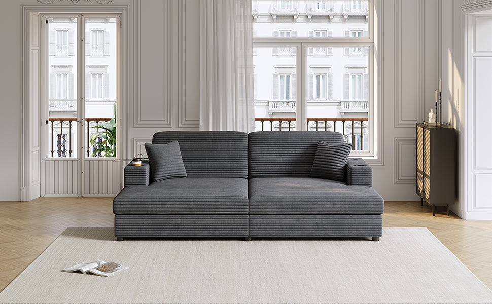 86.5" Oversized Loveseat Chaise Lounge Sectional Sofa Bed