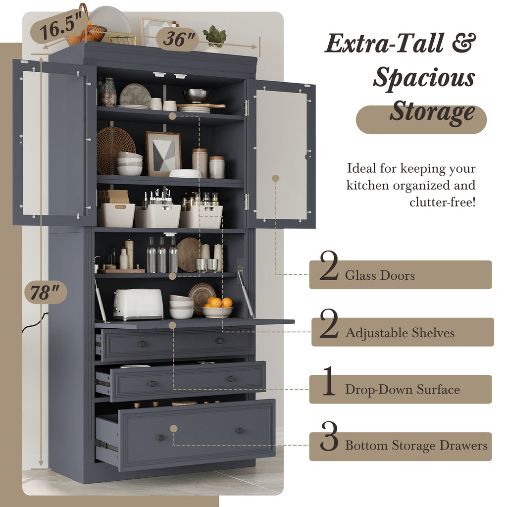 TOPMAX Freestanding Kitchen Pantry Storage Cabinet