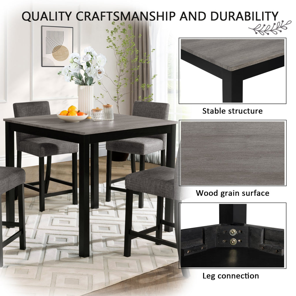 5-Piece Counter Height Table Set with 4 Chairs
