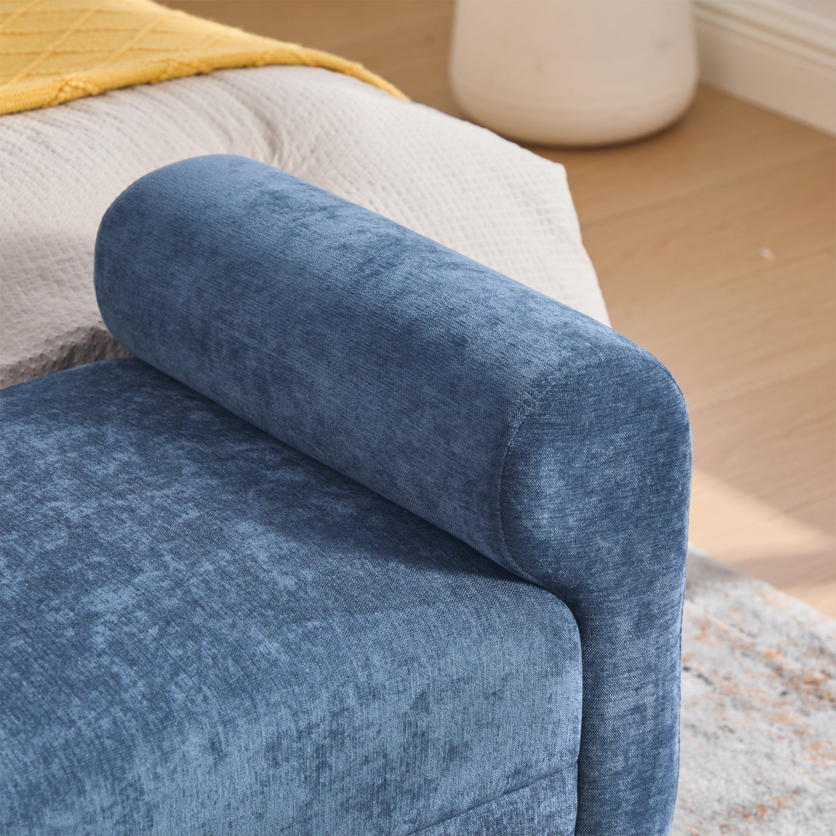 65" Ottoman Bench, Chenille Bench for Bedroom
