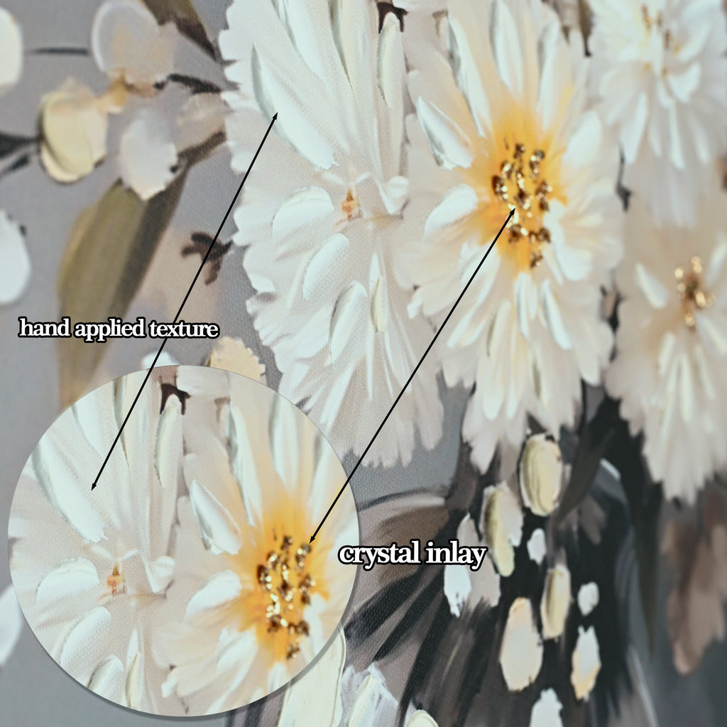 White Chrysanthemum Glass Vase Canvas Wall Art