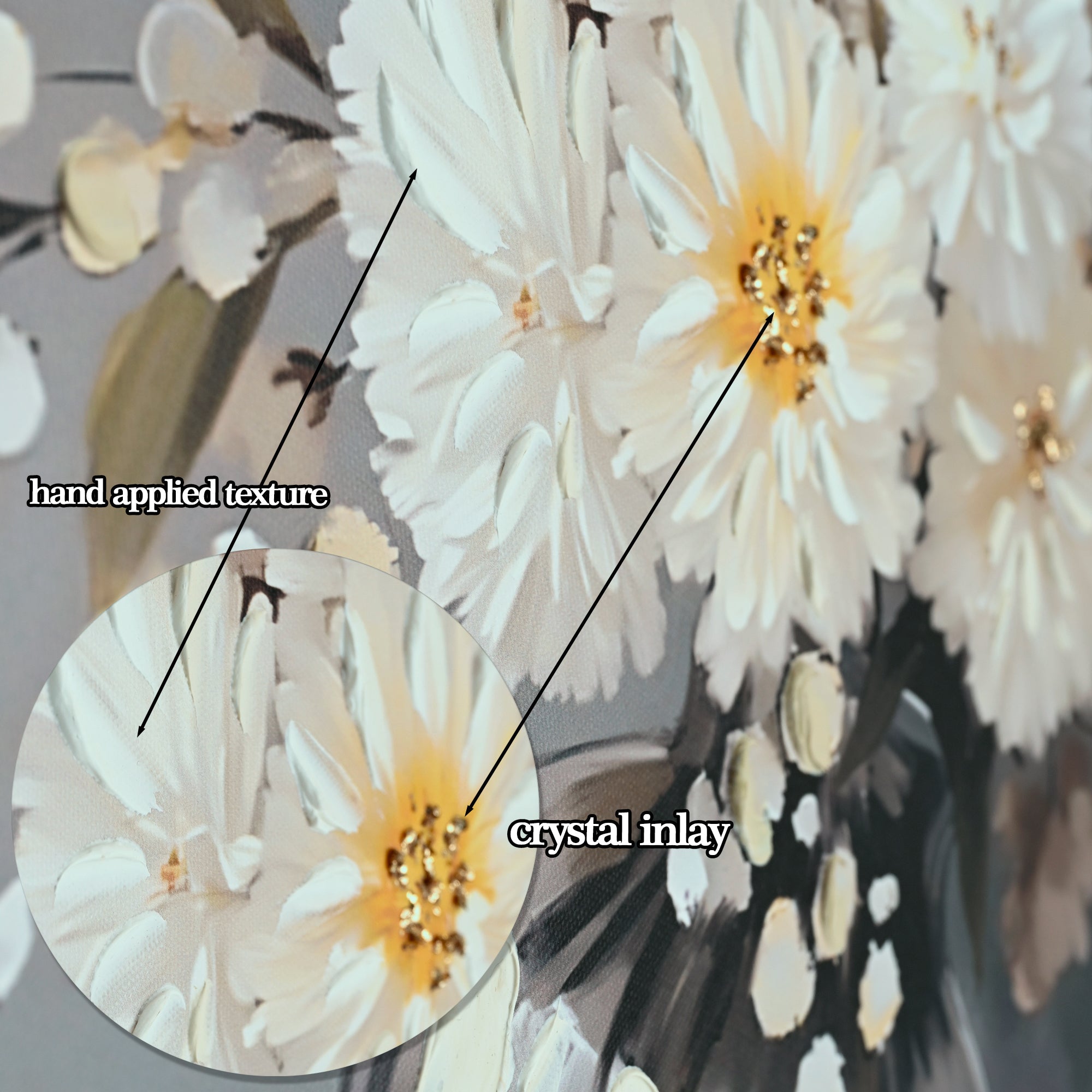 White Chrysanthemum Glass Vase Canvas Wall Art