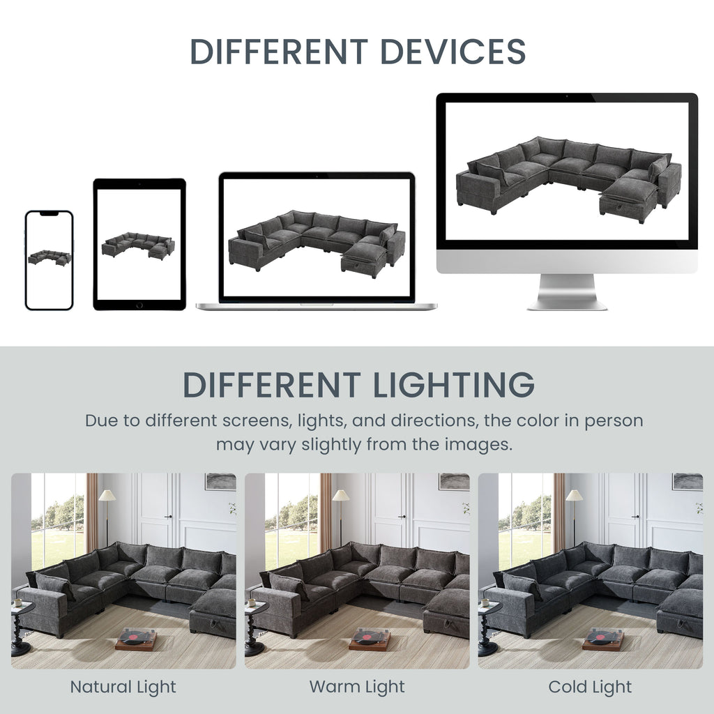117.5 Inch Modular Sectional Sofa with Movable Storage Ottoman