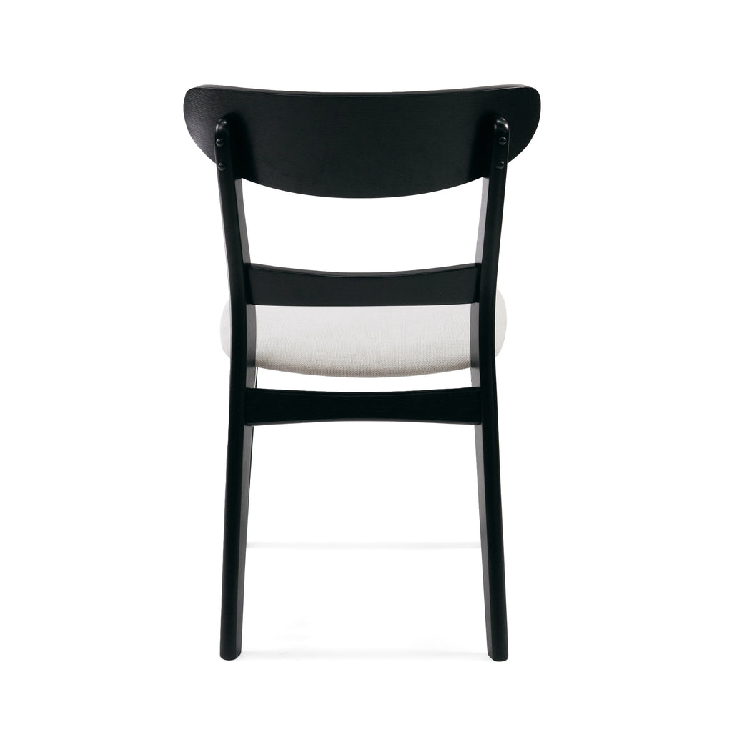 Set of 2 Dining Chairs - Upholstered Seat, Rubberwood Legs