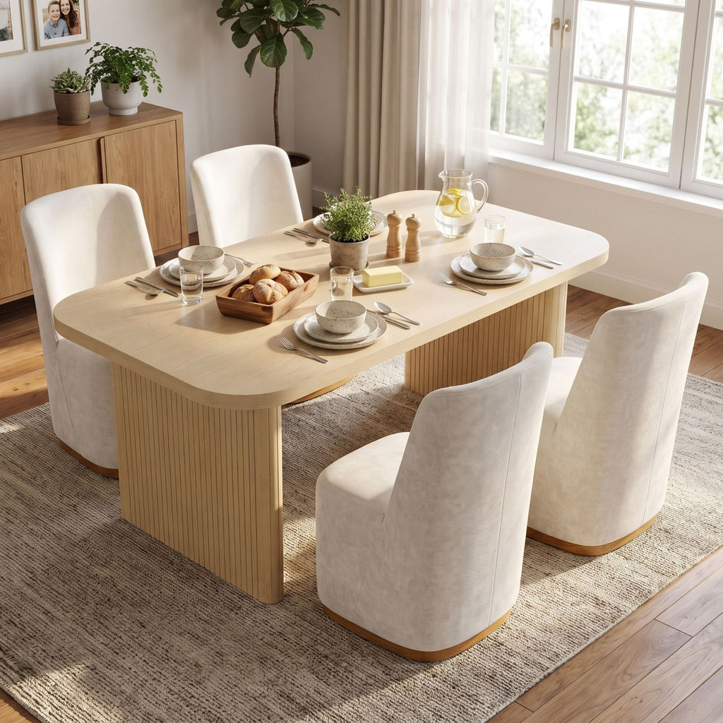 68.75" Wood Dining Table Set with 4 Chairs