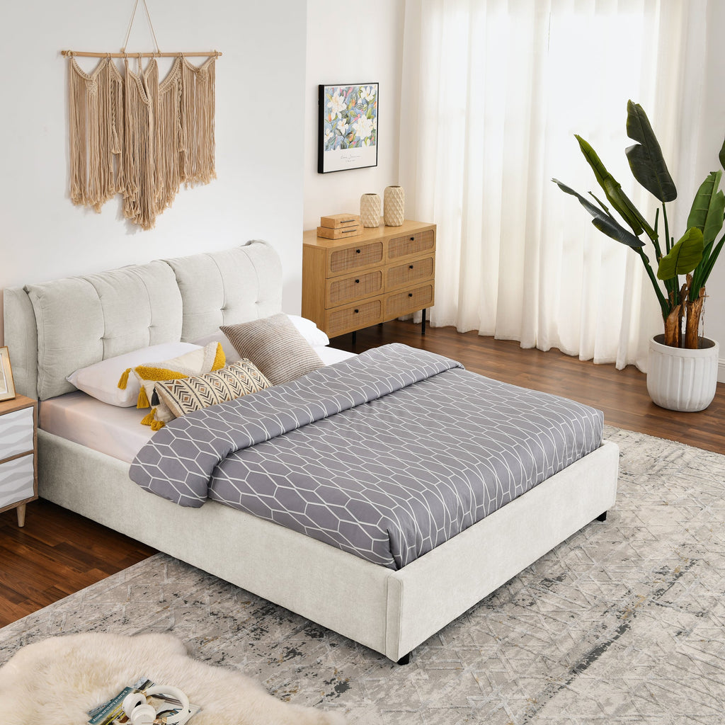Queen Size Storage Upholstered Hydraulic Platform Bed