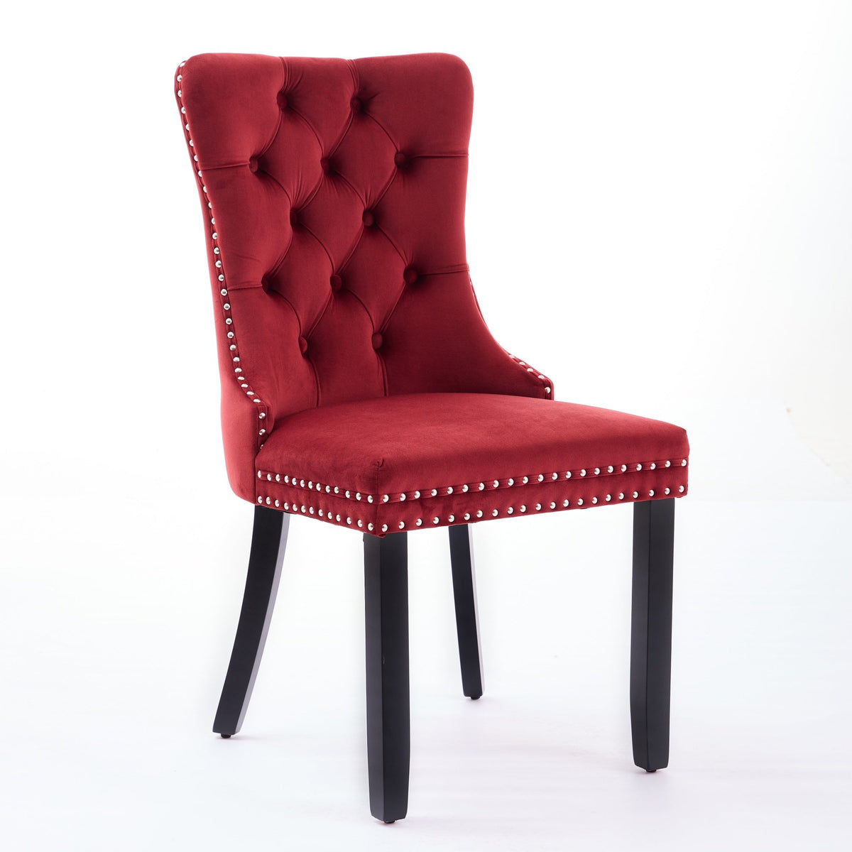Classic Velvet Dining Chairs - Set of 2 in Burgundy