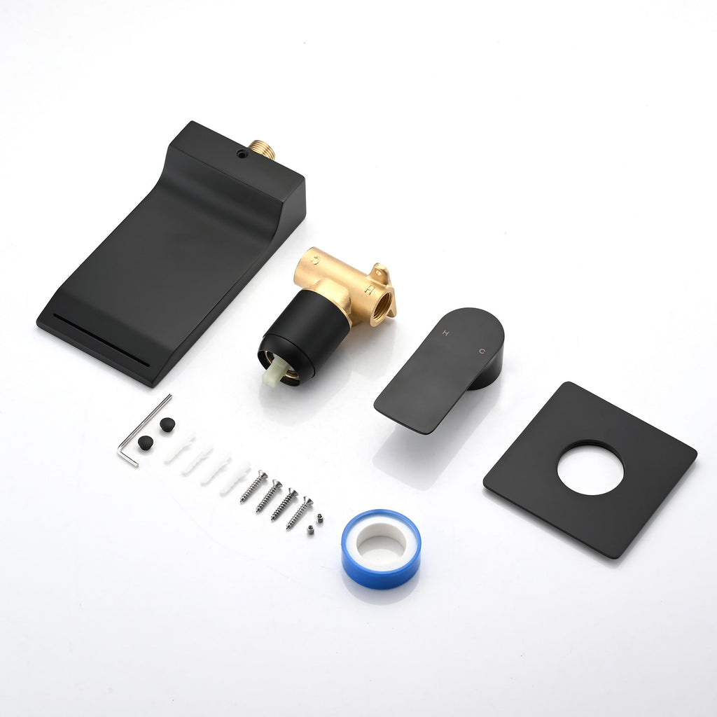 Matte Black Wall Mount Bathroom Sink Faucet