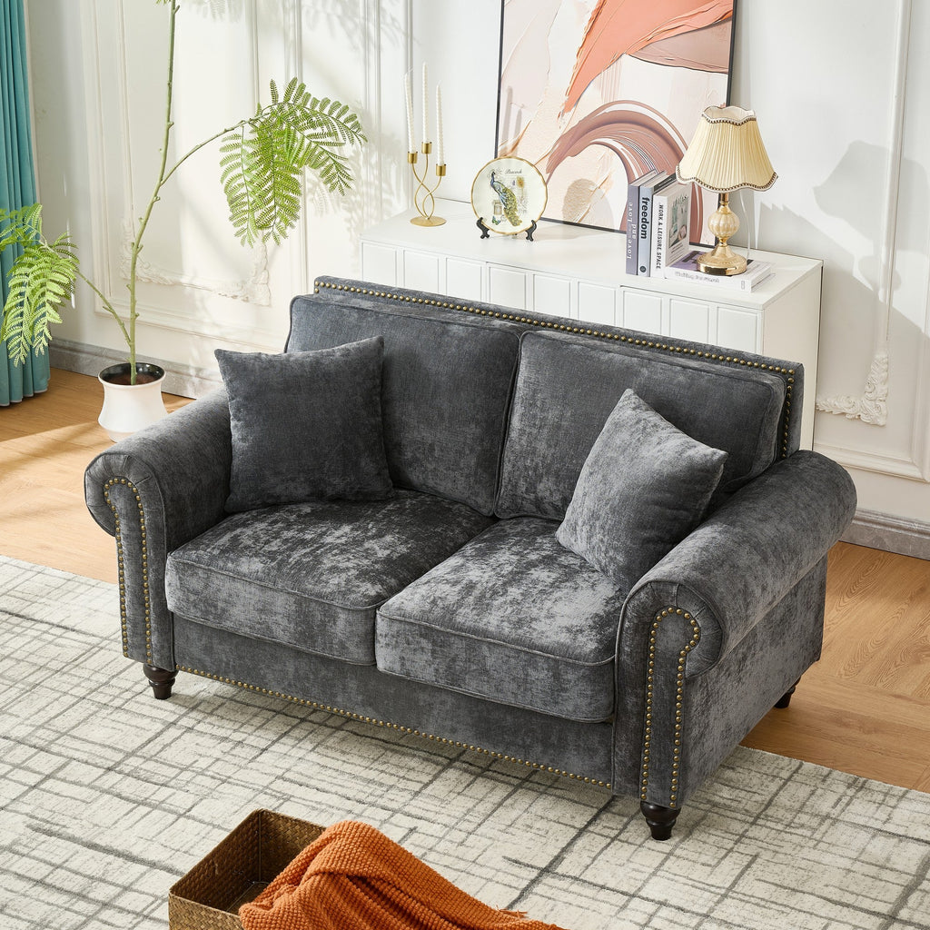 63" Modern 2-Seater Sofa with Rolled Arms