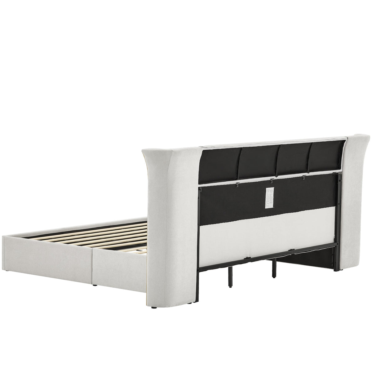 King Size Luxury Wing-Back Upholstered Bed Frame