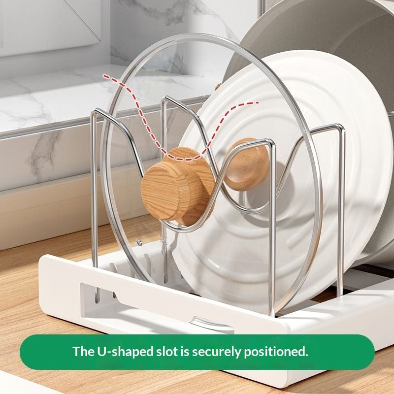 Household Multi-Functional Pot Lid Rack, Punch-Free, Extendable Storage And Draining Combo For Pots And Bowls