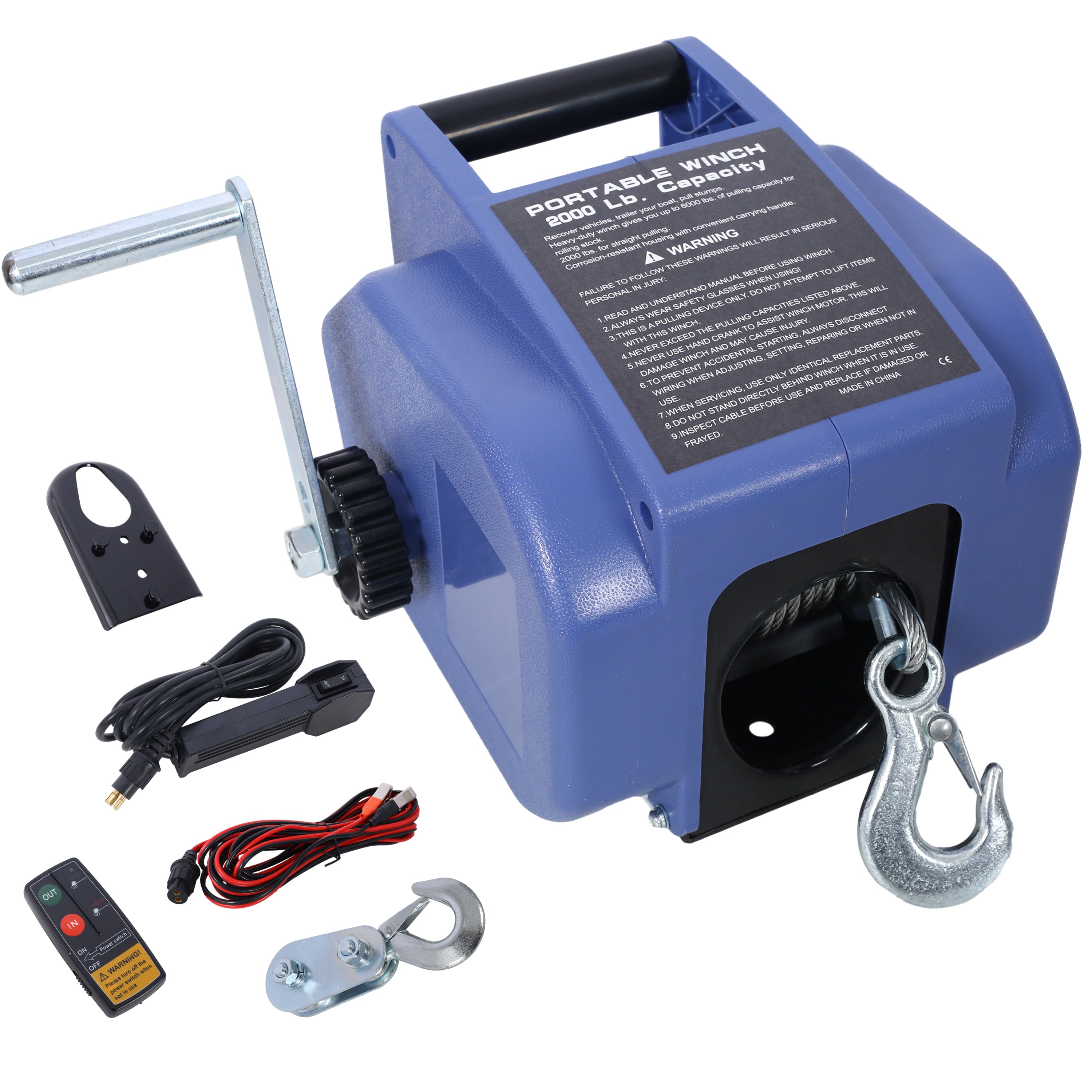 12V 2000lbs Reversible Electric Trailer Winch
