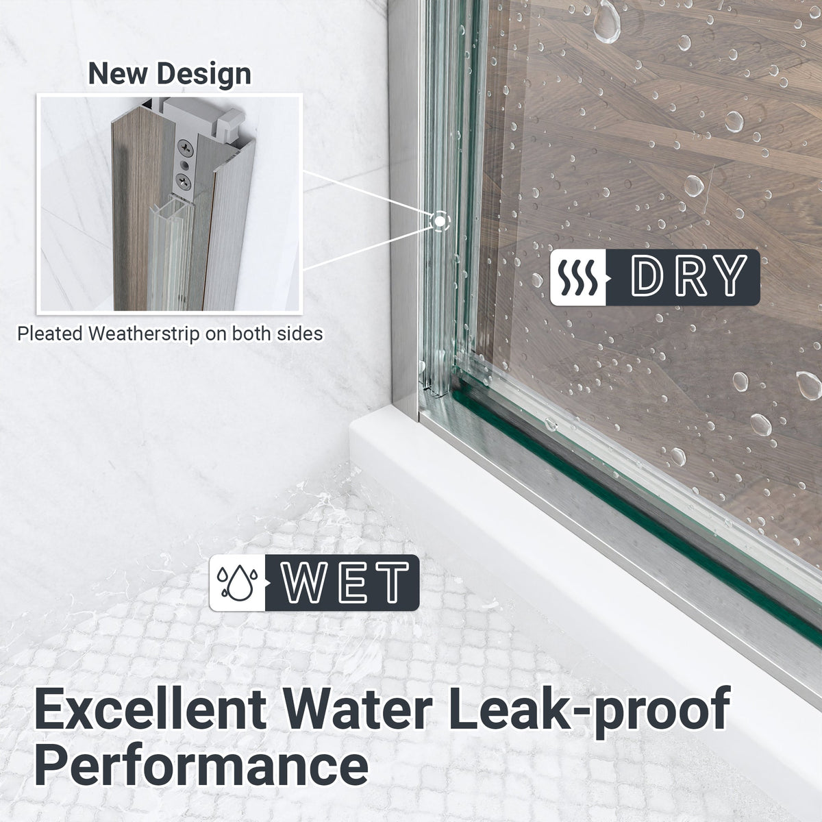 56"-60"W Semi-Frameless Double Sliding Shower Door