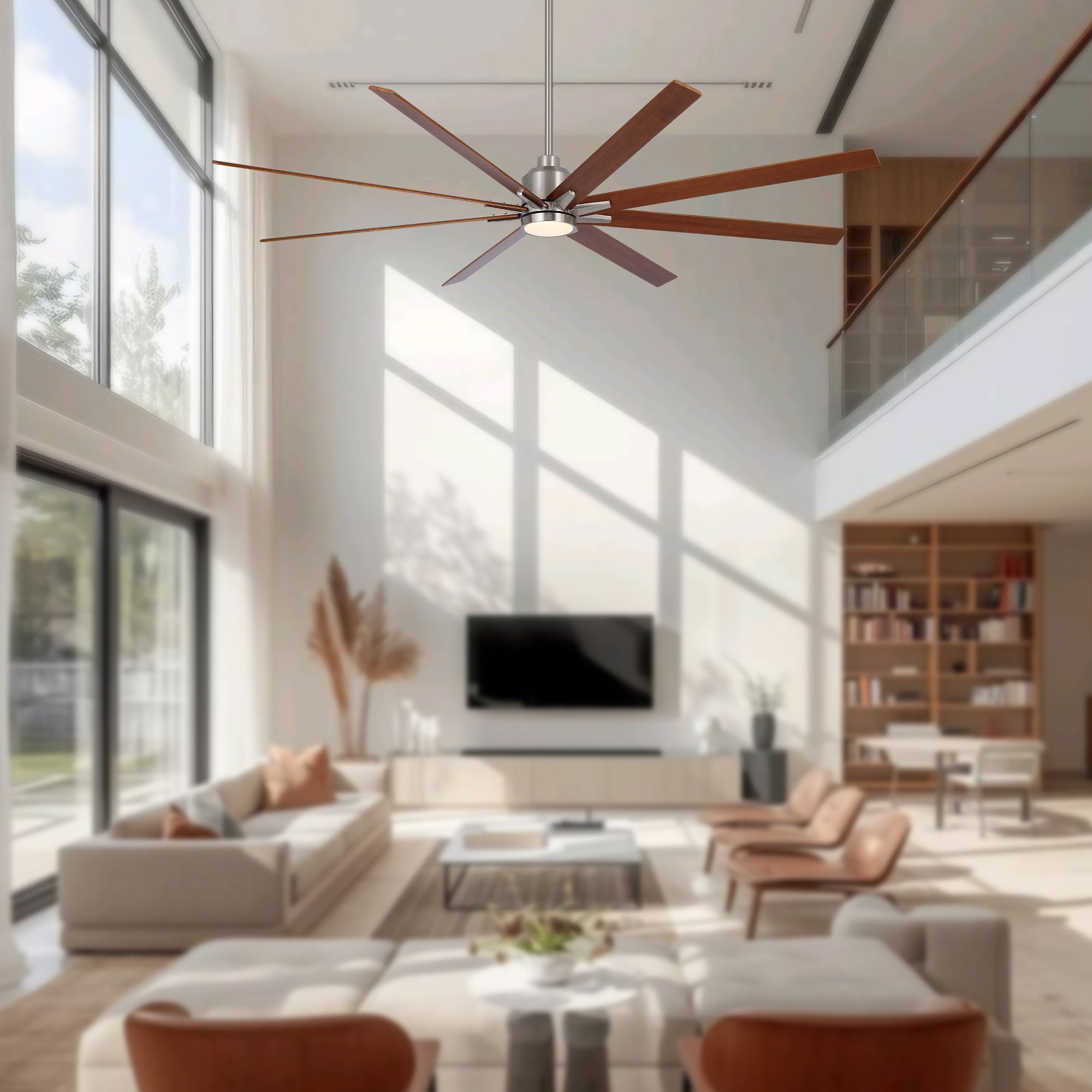 84" Oversized Large Brushed Nickel Ceiling Fan