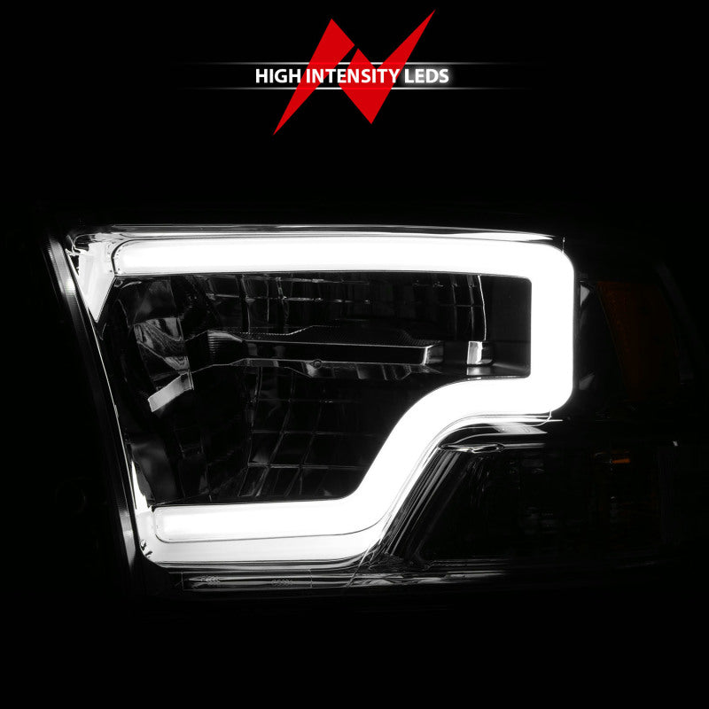 ANZO 2009-2020 Dodge Ram 1500 Full LED Square Projector Headlights w/ Chrome Housing Chrome Amber 111540