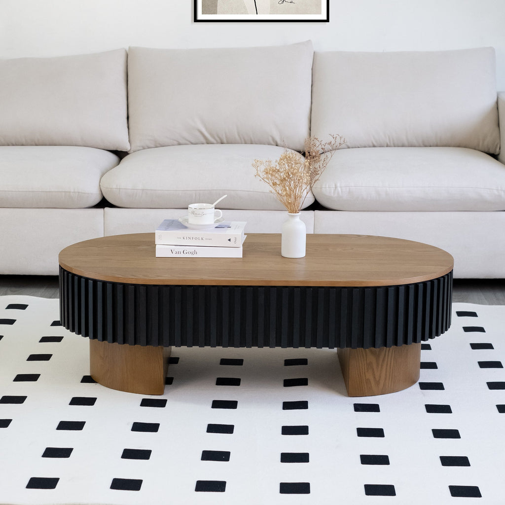 43.7" Oval Coffee Table With Hidden Storage