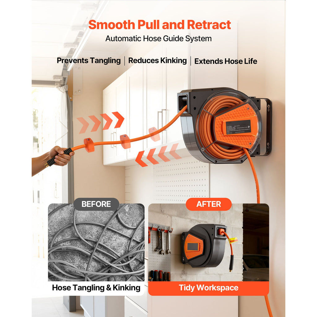 Retractable Air Hose Reel, 1/4 Inch x 50 FT