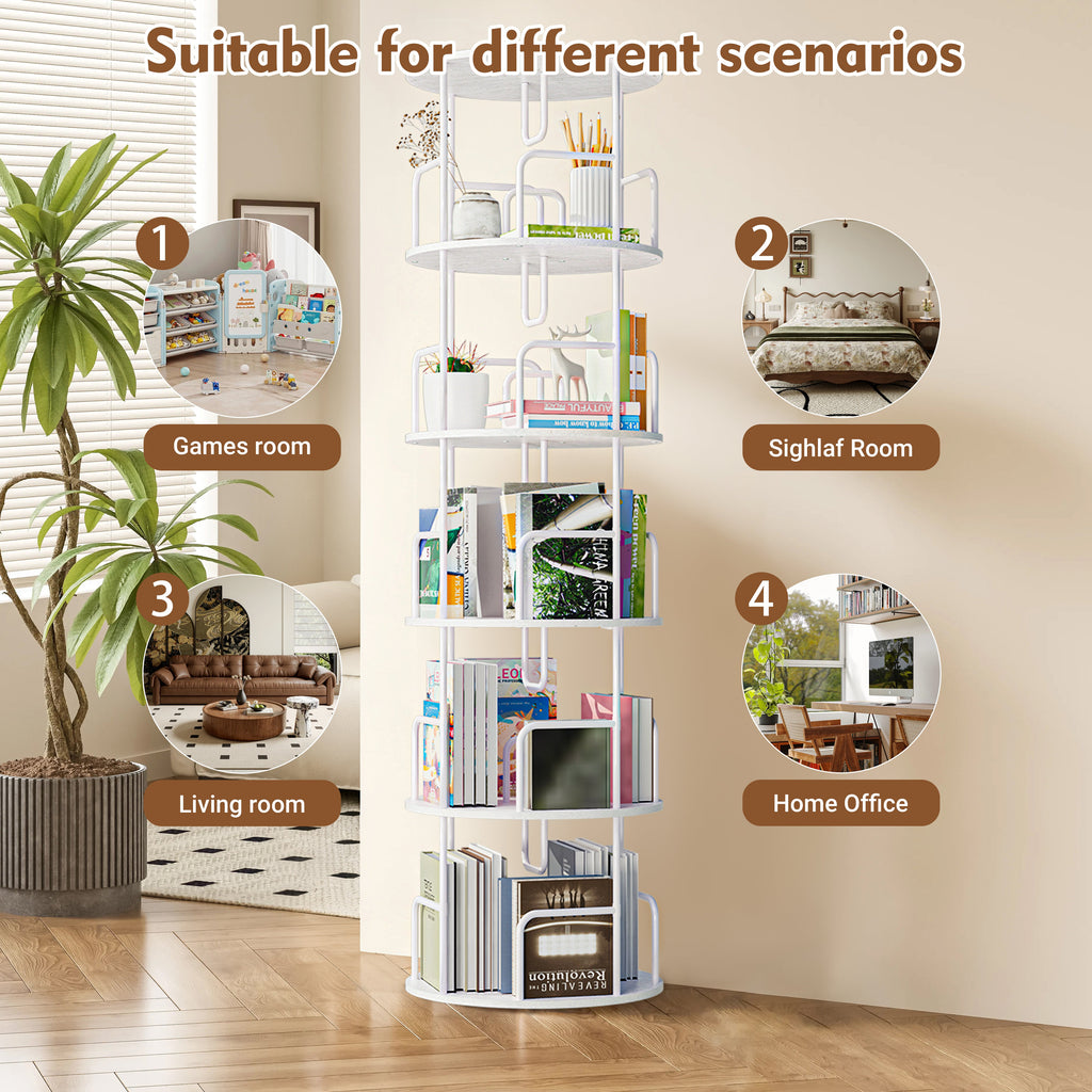 Rotating Bookshelf Tower 5 Tier