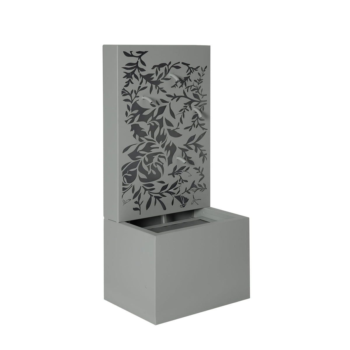 Light Gray Metal Leaf Cutout Water Wall Fountain