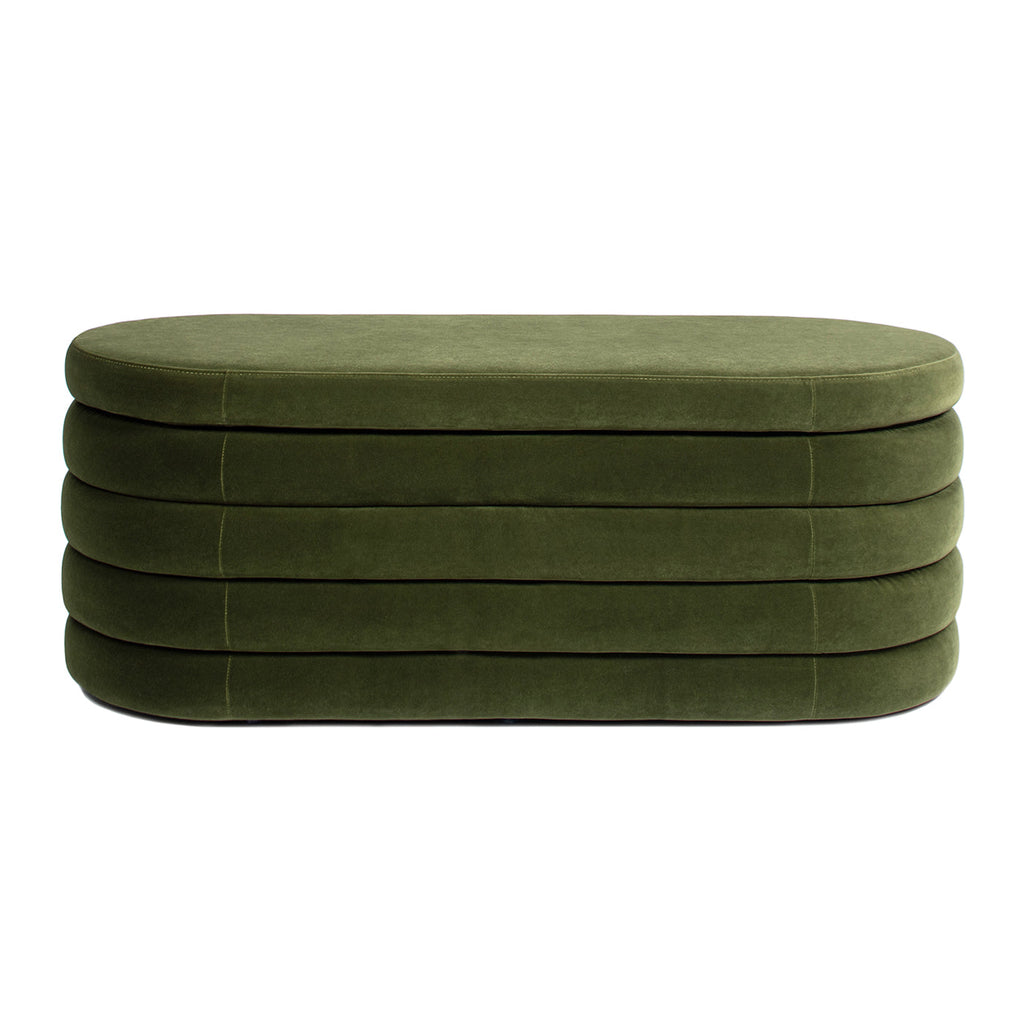 Fuji 49" Upholstered Oval Storage Bench