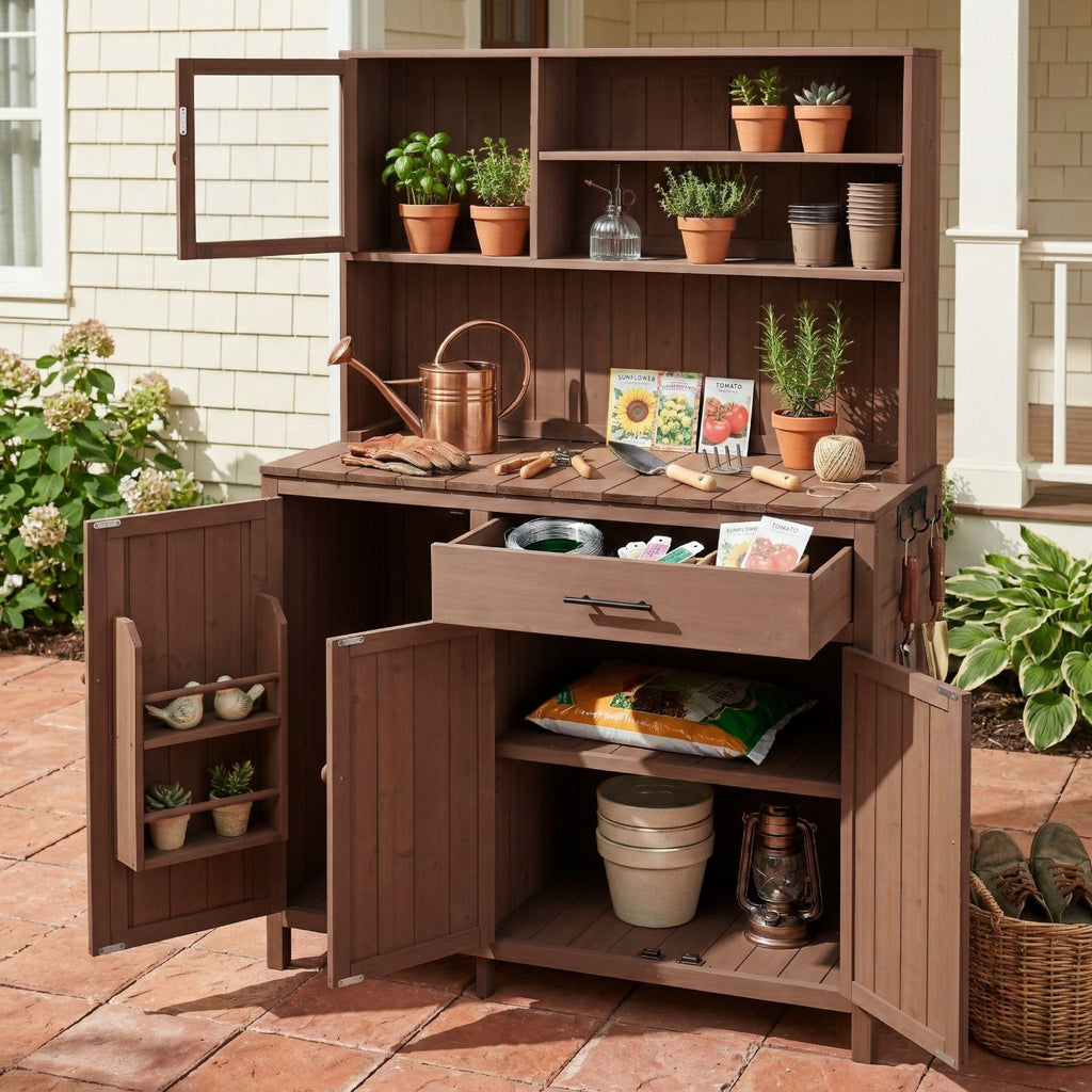 Topamax Potting Bench with Hutch