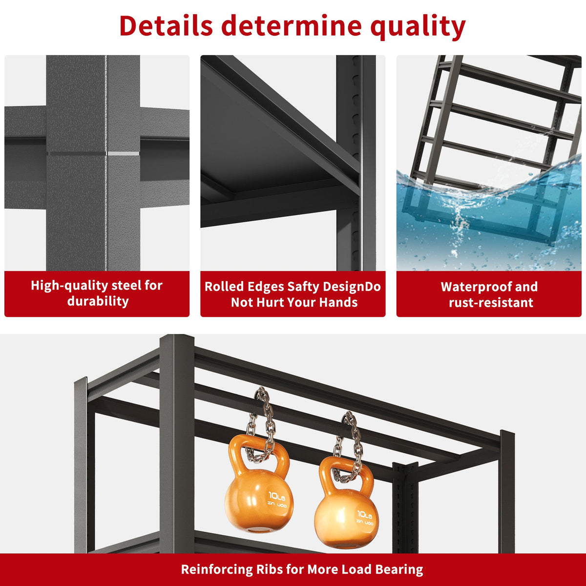 82"H 6 Tier Metal Shelves for Storage Garage Shelving