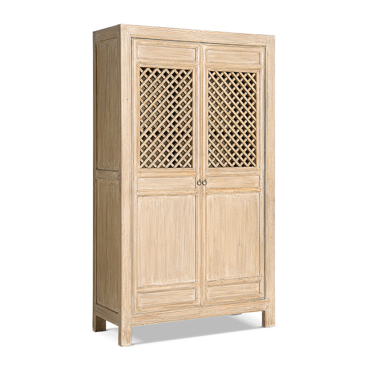 Arden 83" Tall Solid Reclaimed Pine Lattice 2-Door Bookcase