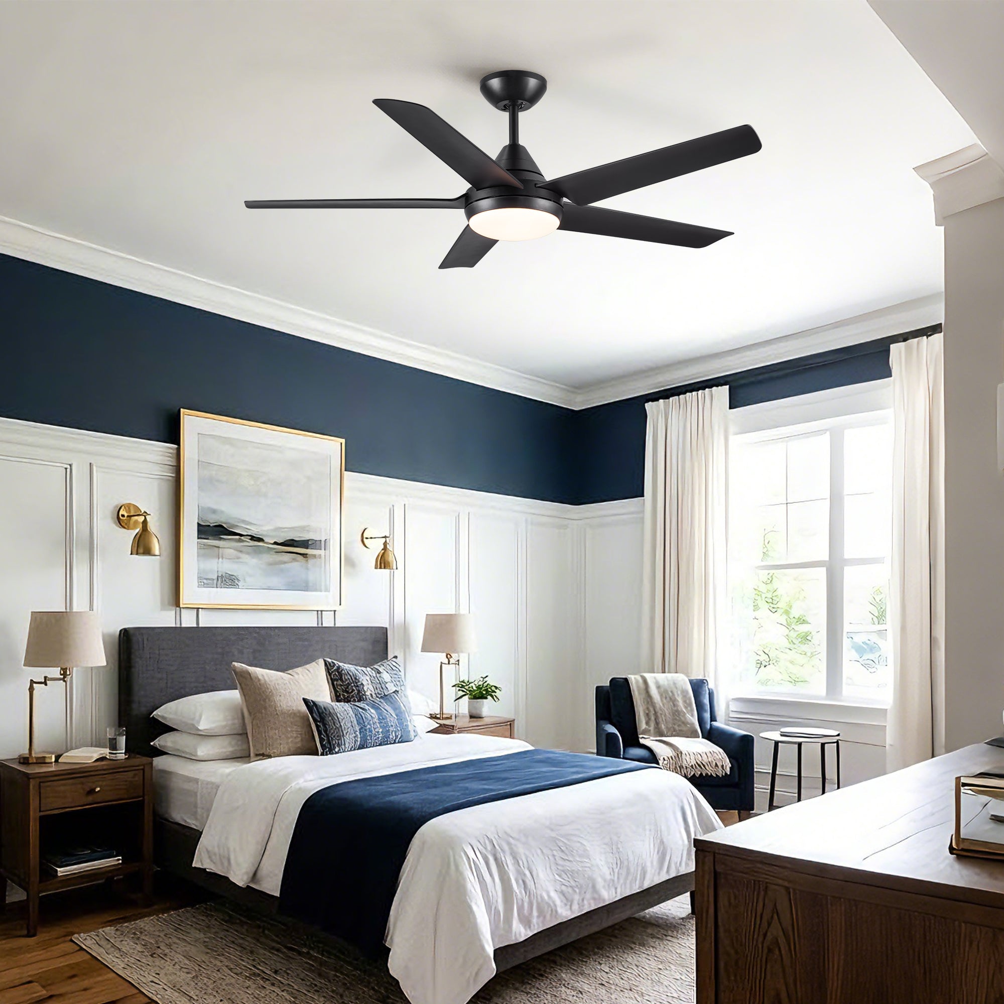 48" Ceiling Fan with Lights and Remote Control, Matte