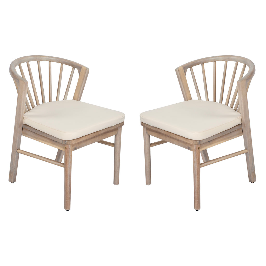 Outdoor Dining Chairs Set of 2, Acacia Wood Patio Chairs