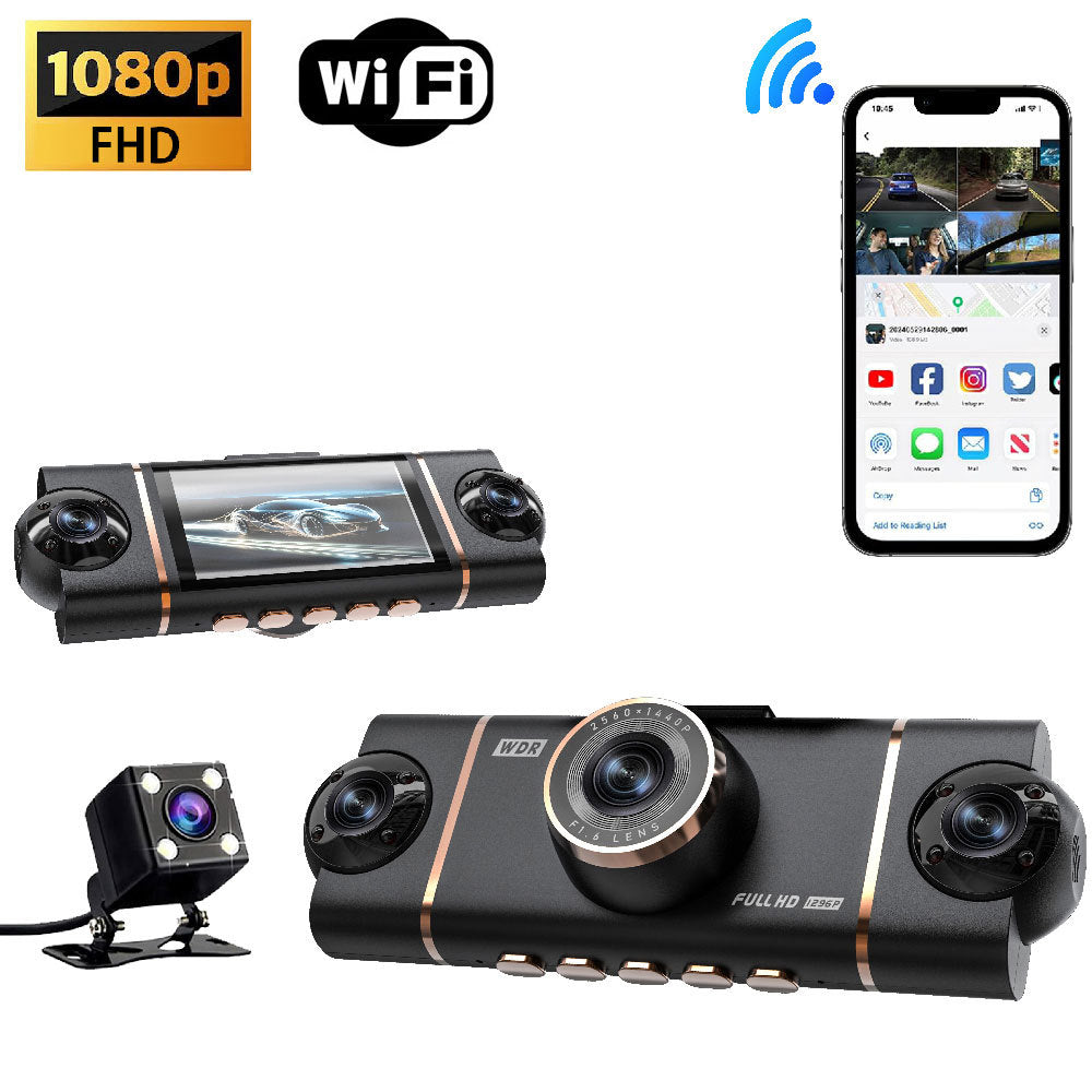 Four-lens Dashcam With Four WiFi Channels Infrared Night Vision And Ultra-thin Design
