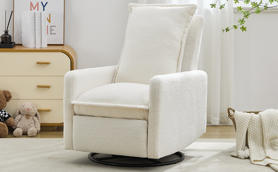 Swivel Rocker Recliner Chair, Teddy Fleece