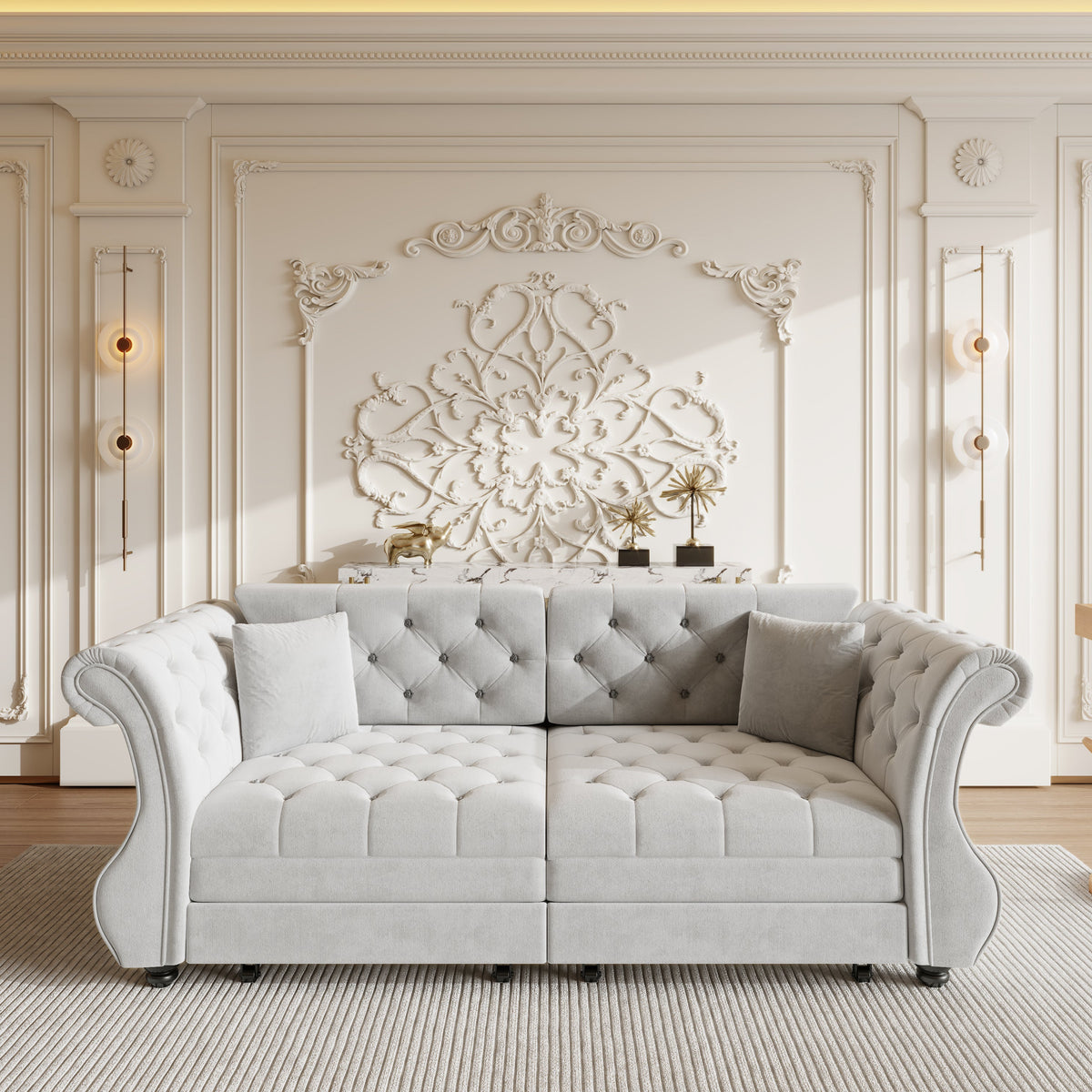 83.8" Oversized Chesterfield Pull Out Sofa Bed