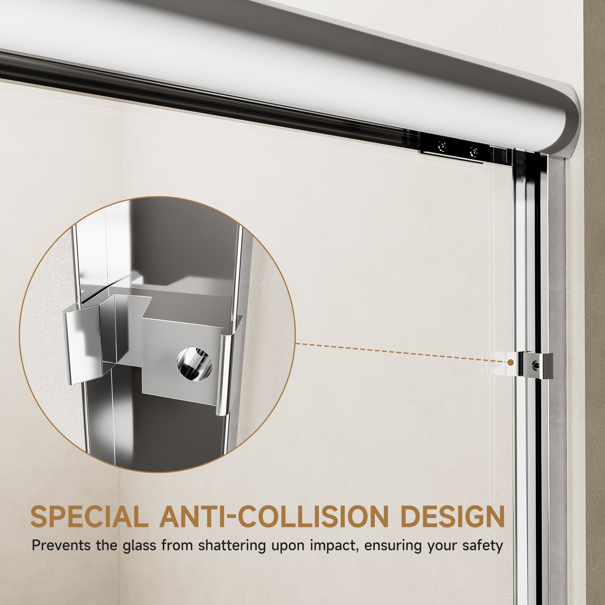 Adjustable Glass Shower Door 56"–60" W x 72" H