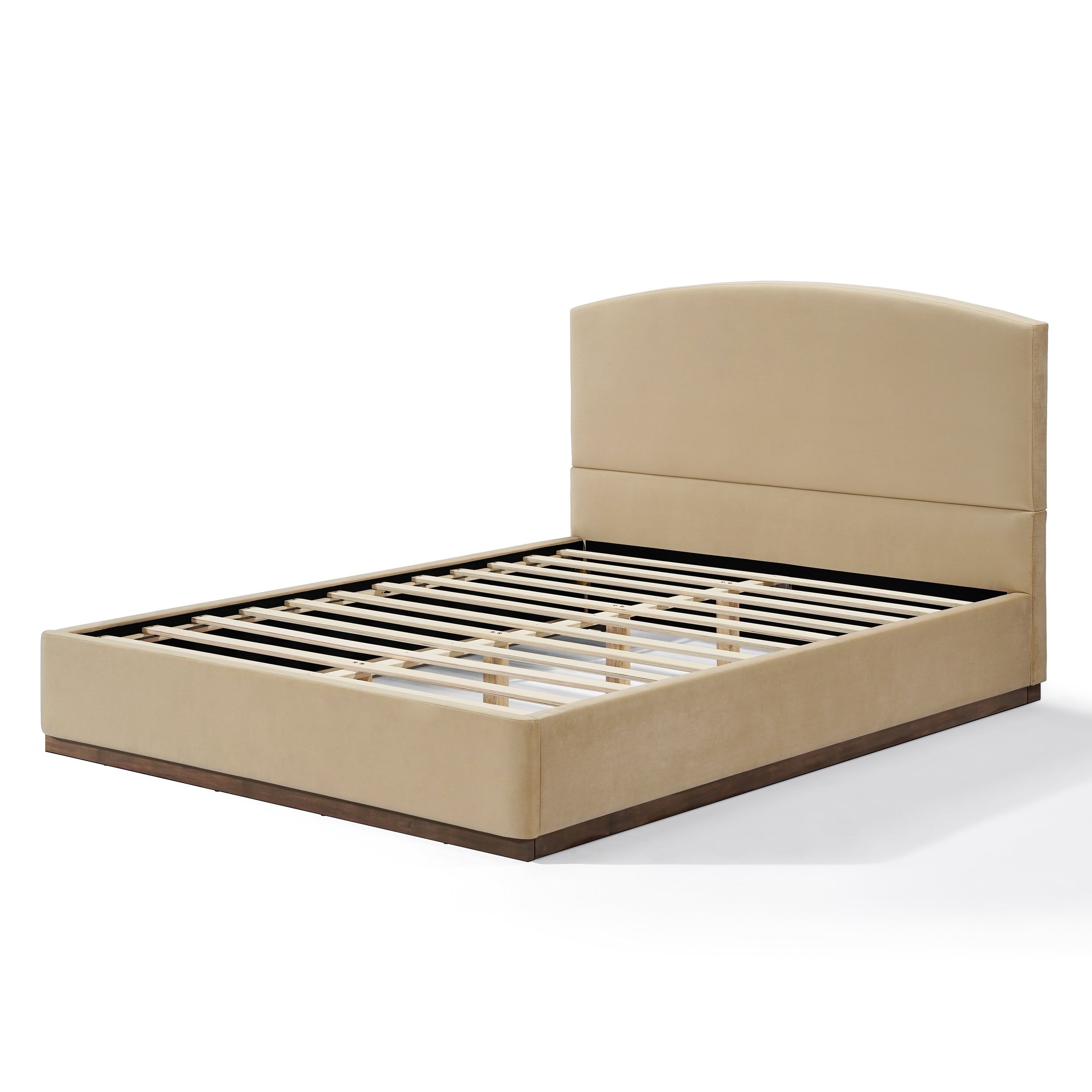 Queen Size Upholstered Bed Frame With Velvet Fabric