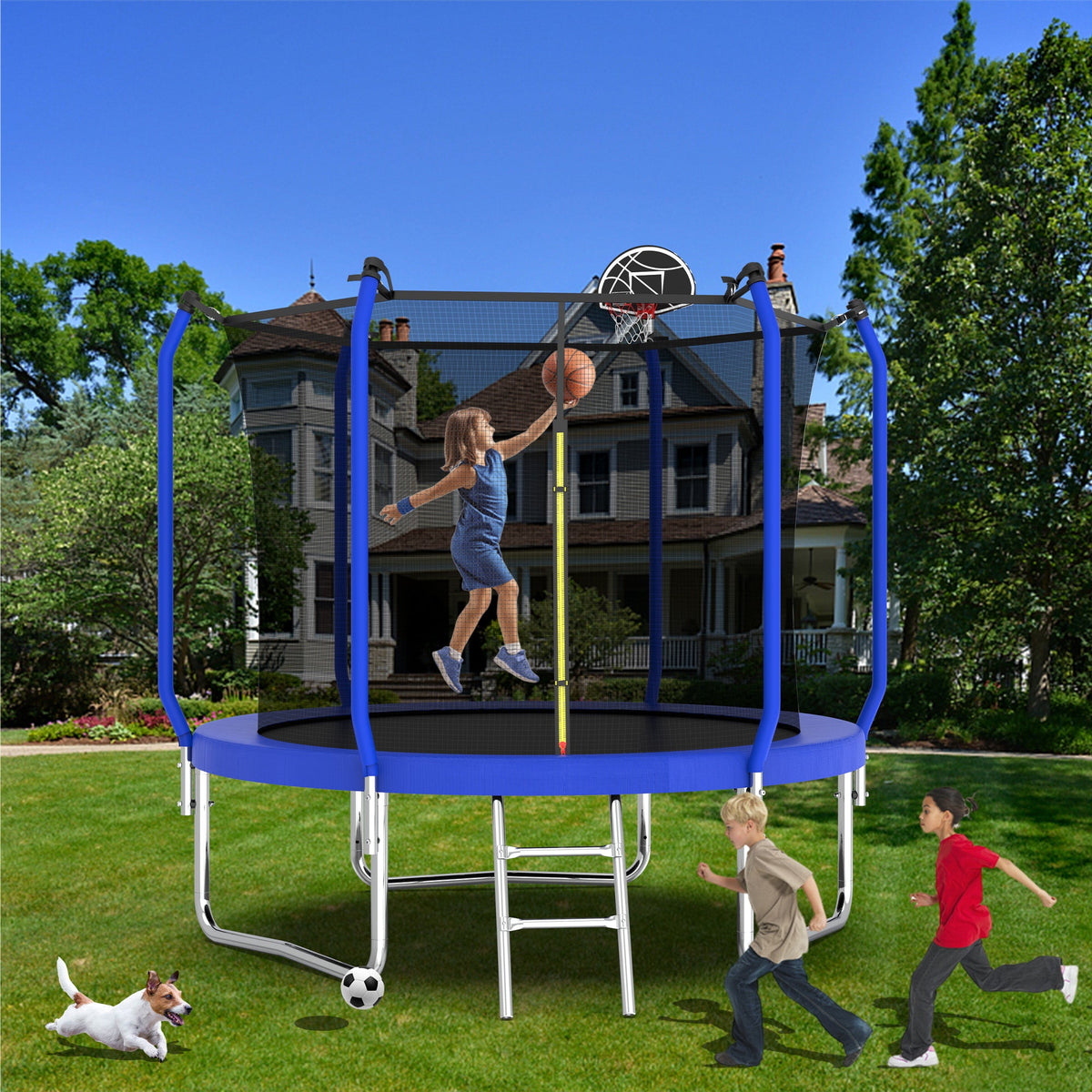 8FT Trampoline with Basketball Hoop
