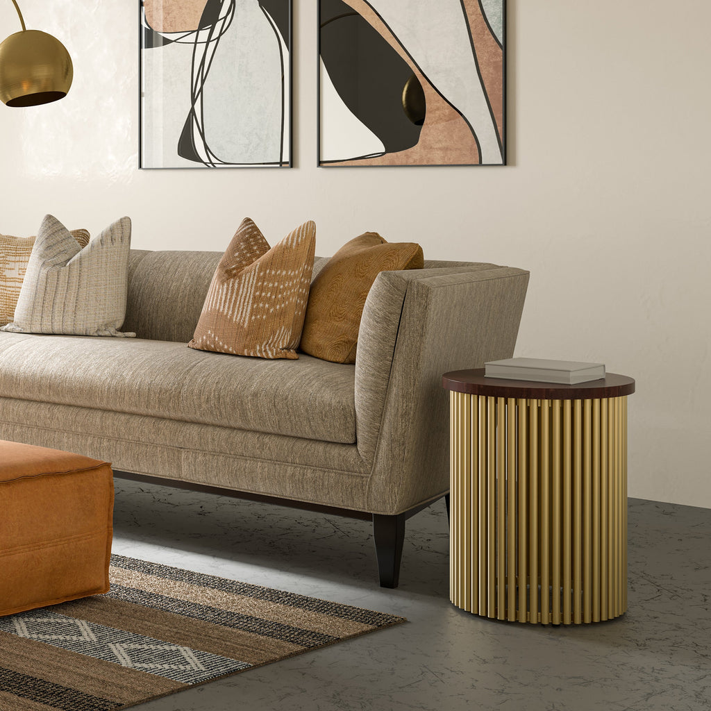 Demy Accent Table in Cognac/Gold
