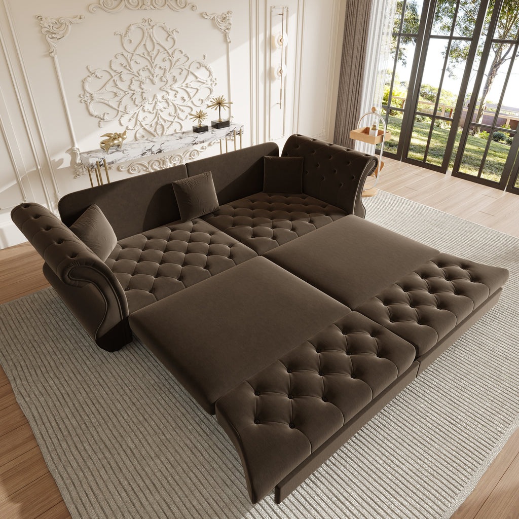 97.6" Oversized Chesterfield Pull Out Sofa Bed