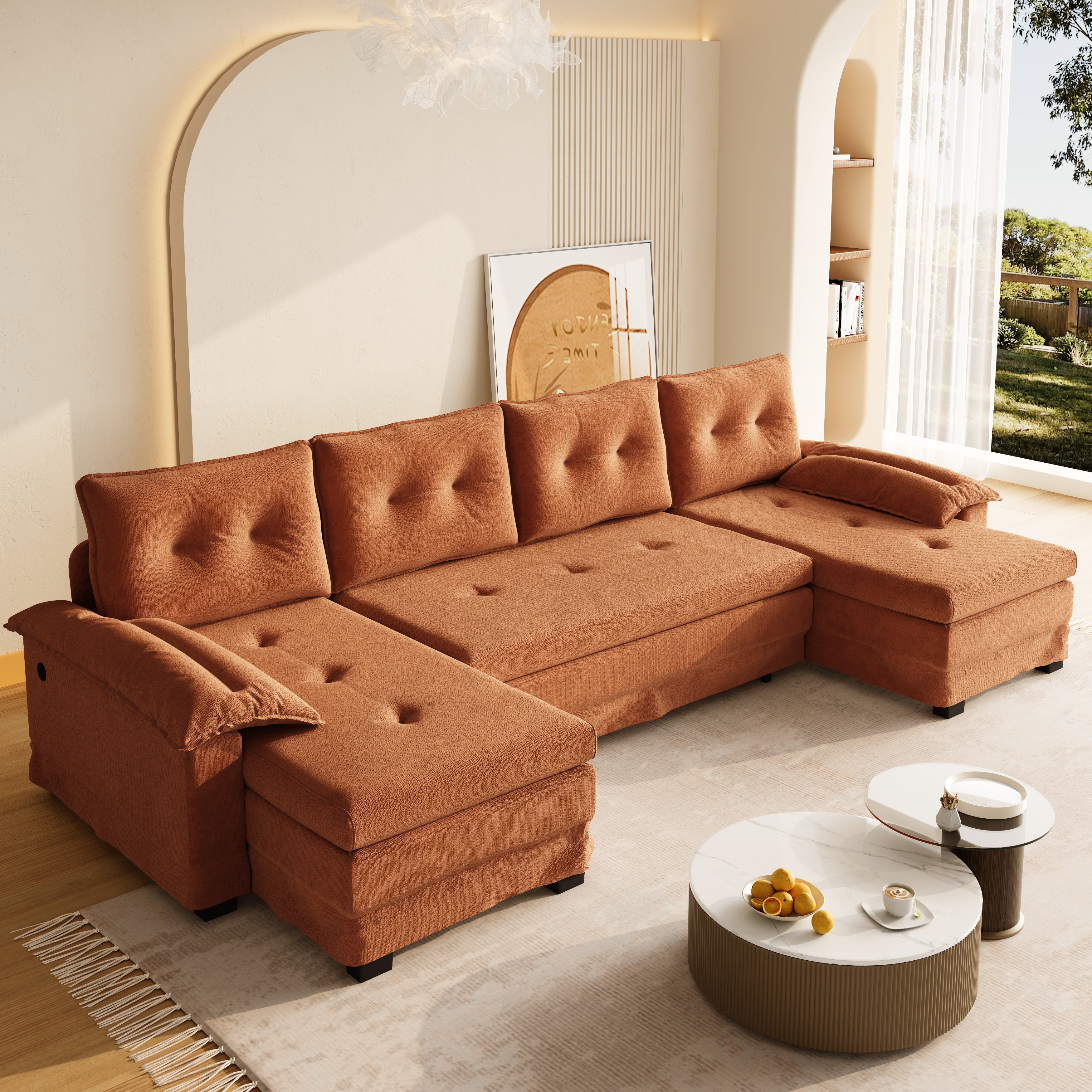 U-Shaped Sleeper Sofa with Pull Out Bed