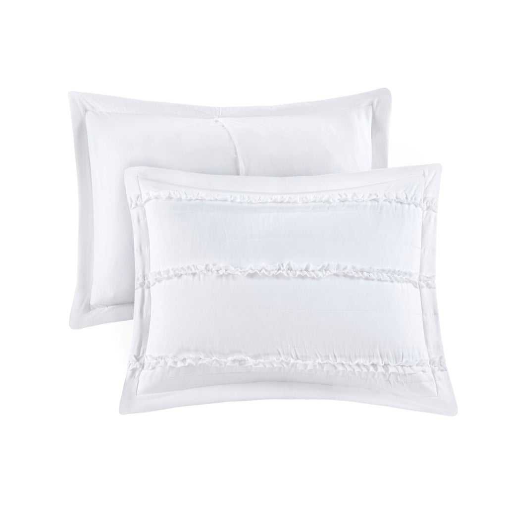 4 Piece Reversible Ruffle Quilt Set with Throw Pillow