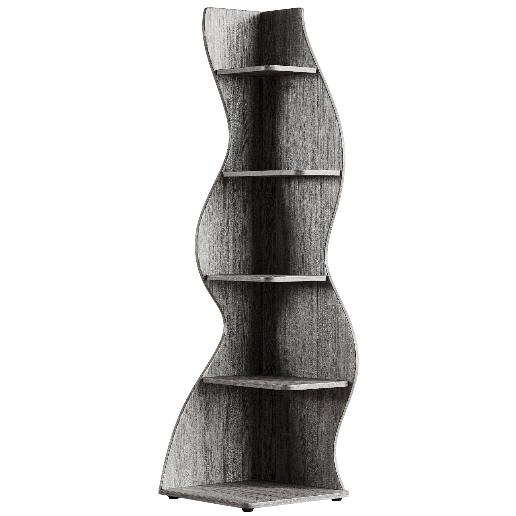 69.8" Height 5-Tier Wavy Corner Bookshelf
