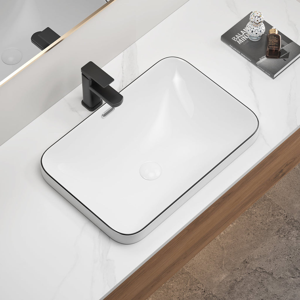 Ceramic Undermount Bathroom Sink 22.05" x 15.36"