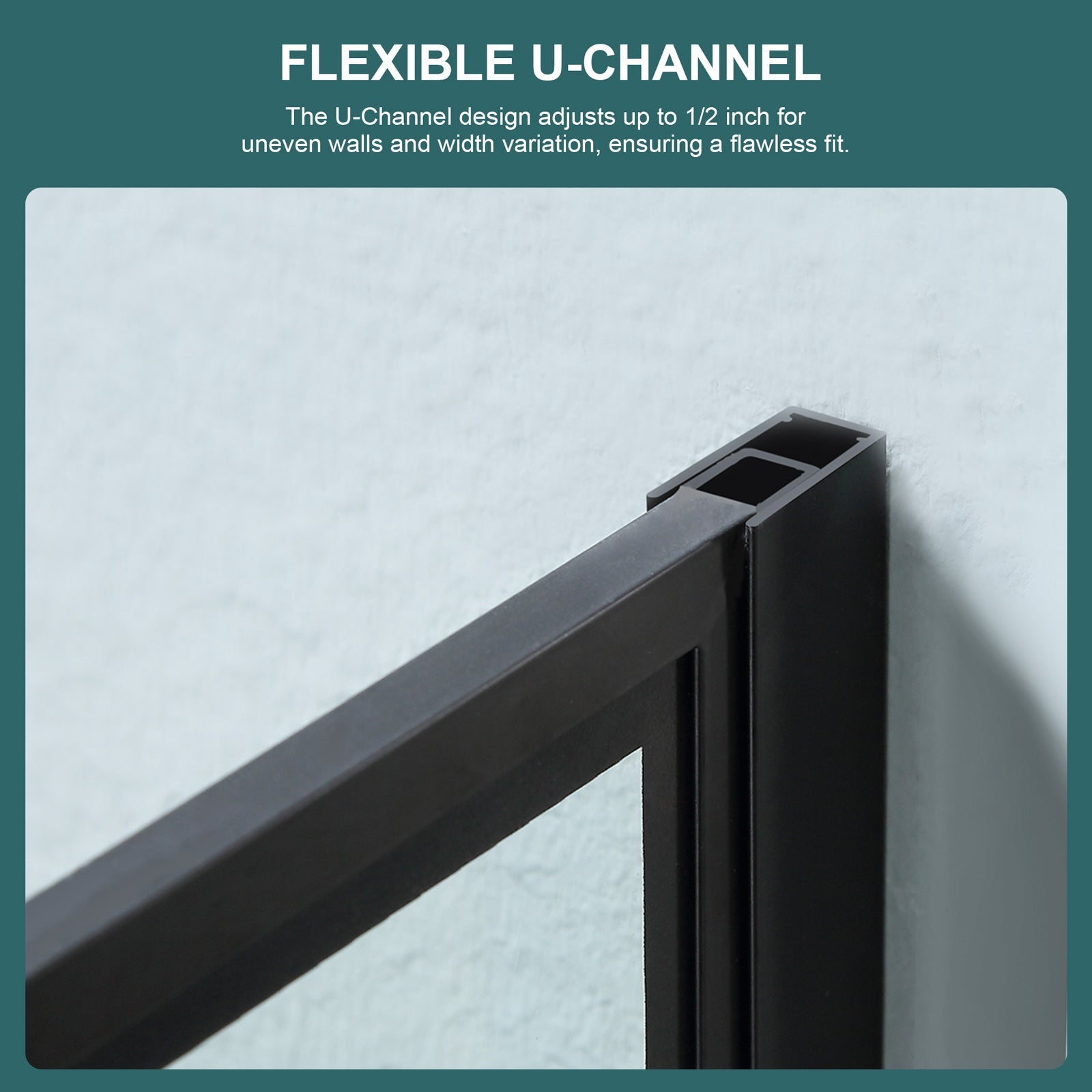 38" W x 72" H Frameless Fixed Shower Door