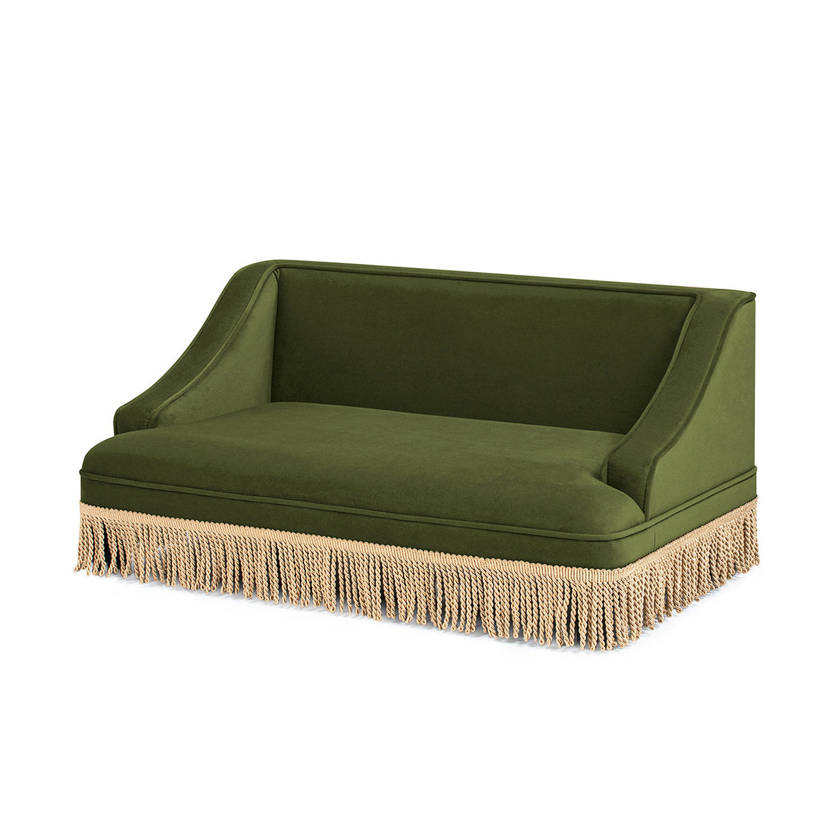 Duchess 33" Medium Princess Pet Bed Sofa with Fringe Skirt, Olive