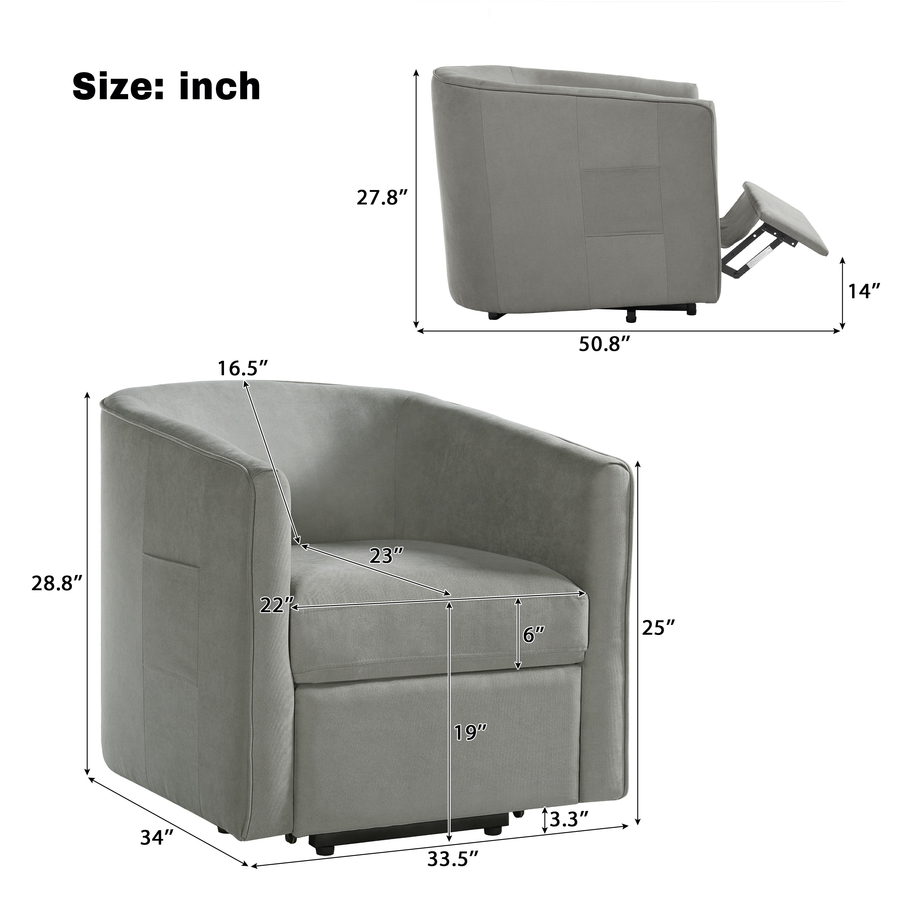 Power Lift Recliner Barrel Shape Recliner Chair