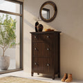 Acadian 32 Inch Wide Solid Wood Entryway Shoe Storage Cabinet in Brunette