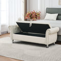 62.2 Inch Soft Velvet Storage Bench with Crystal Buttons