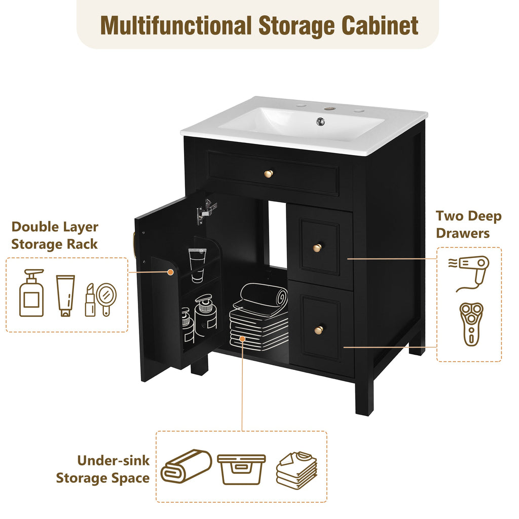 24-Inch Bathroom Vanity with Ceramic Sink