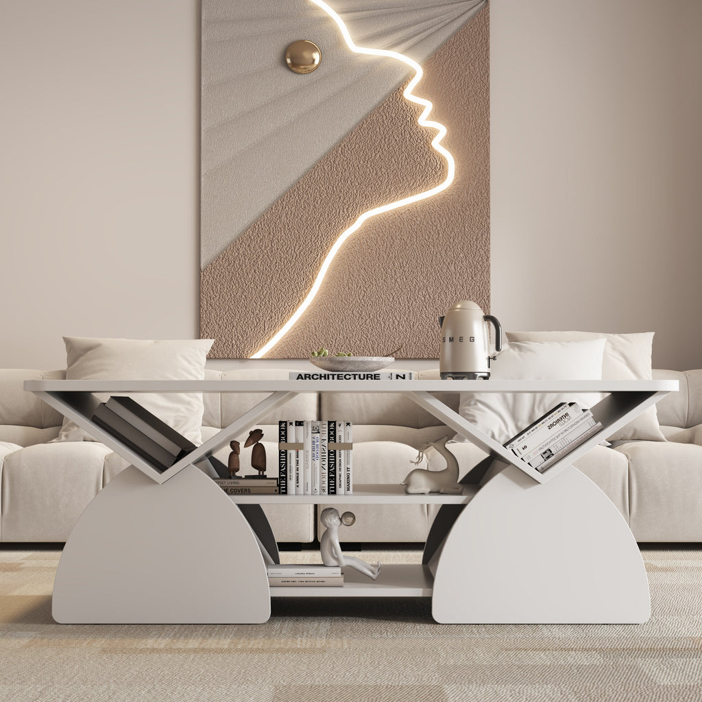 Engineered Wood Rounded Corner Rectangular Coffee Table