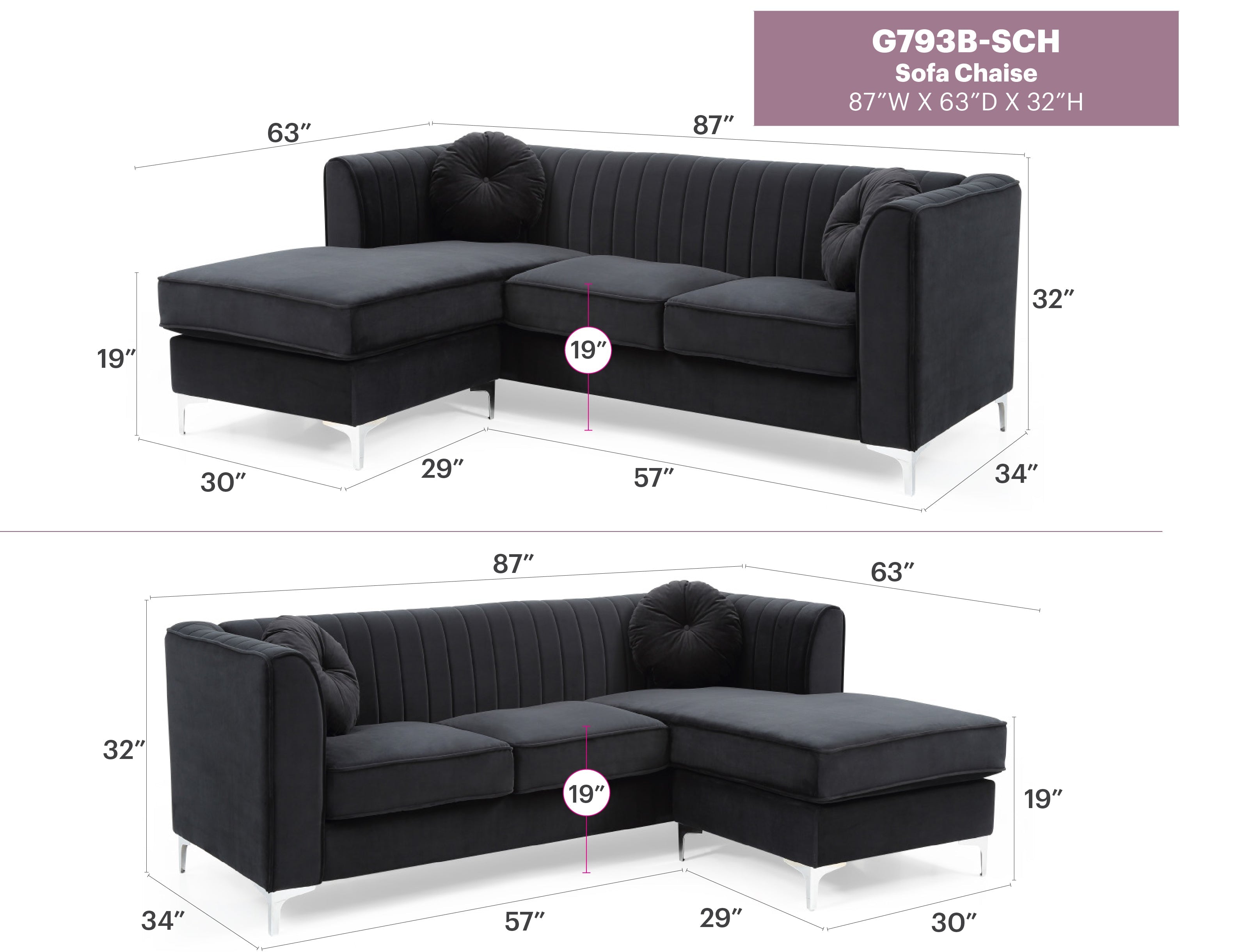 Delray G793B-SC Sofa Chaise